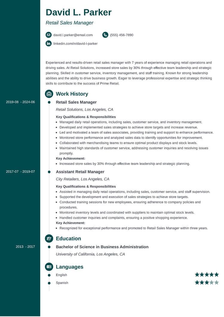 Concept resume template for mid-career professionals