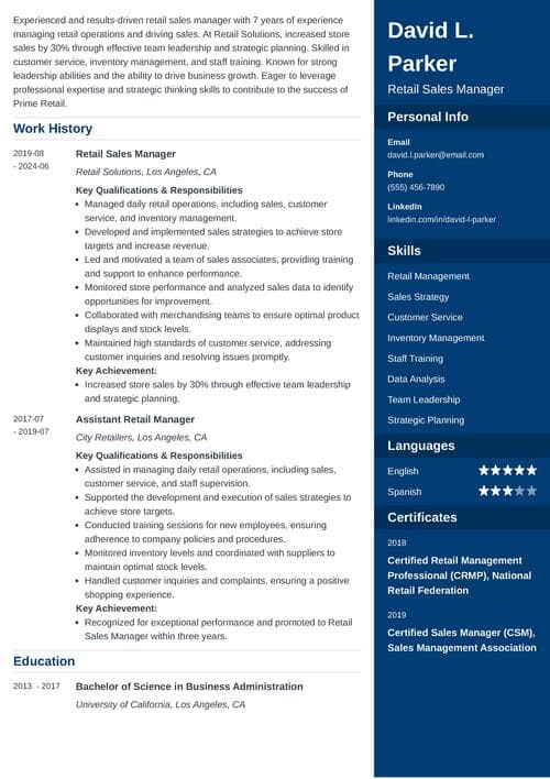 Mid-Level Career Resume example