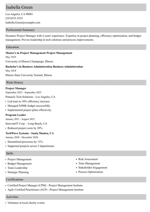 sample resume example