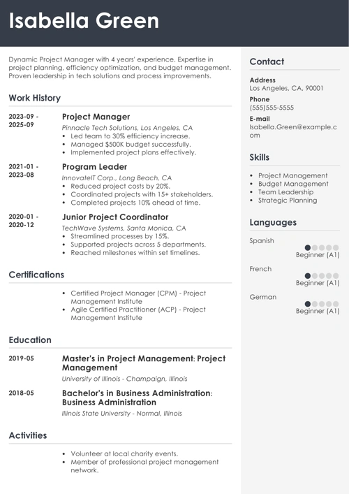 sample resume example