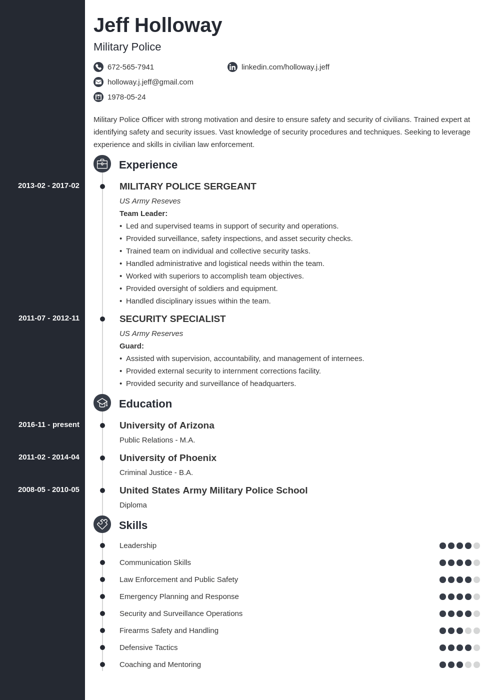 military resume template concept