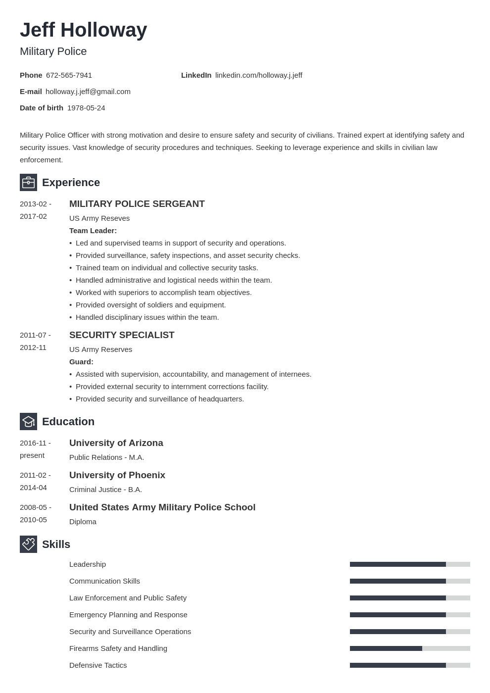 military resume template newcast