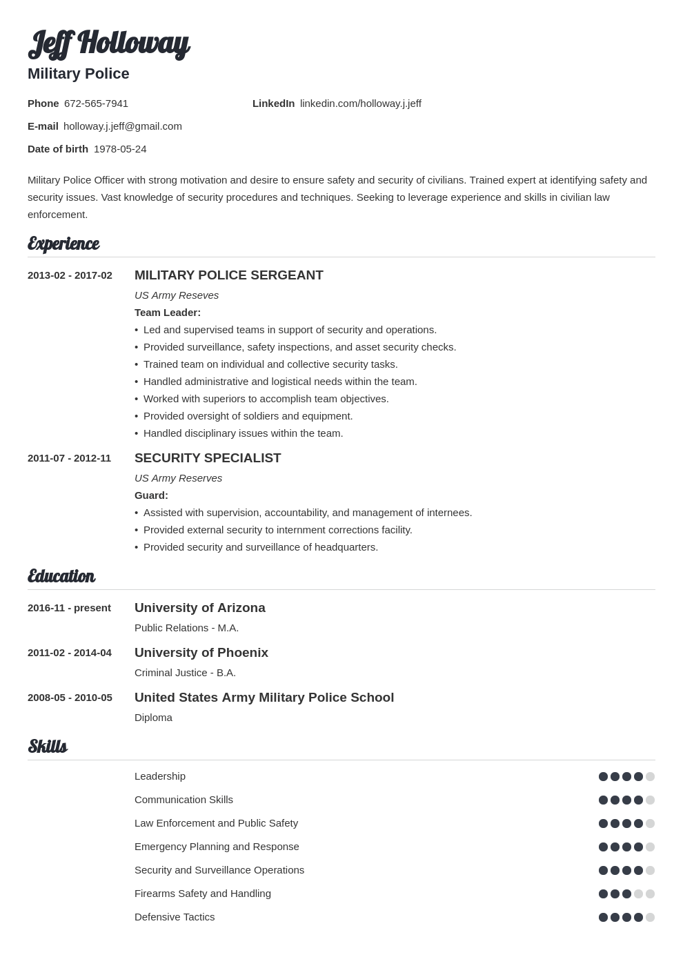 military resume template valera