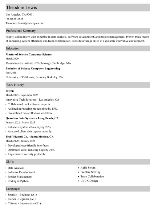 sample resume example