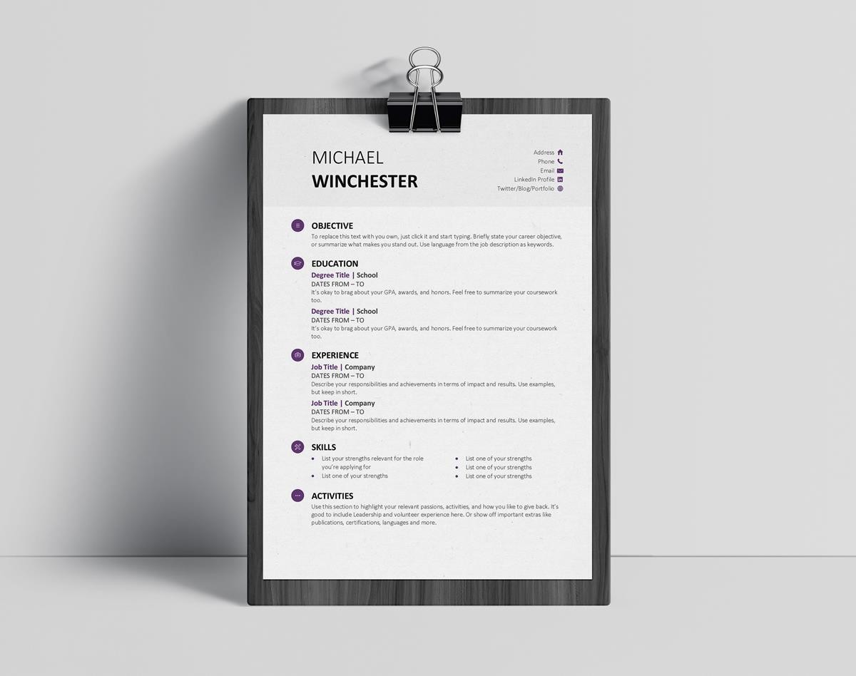 Minimalist Resume Template Free Word - FREE PRINTABLE TEMPLATES