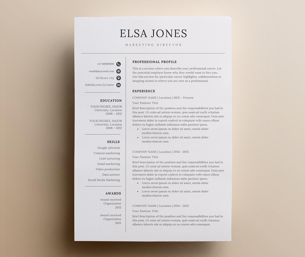 Minimal CV Template with free CV Review
