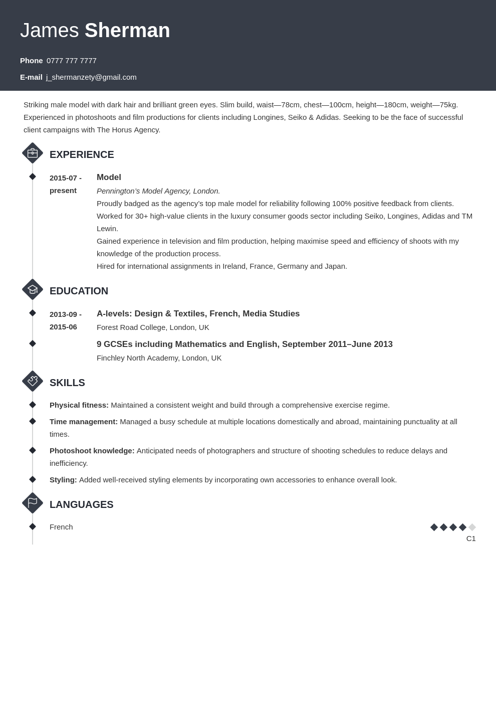 cv model template word download free