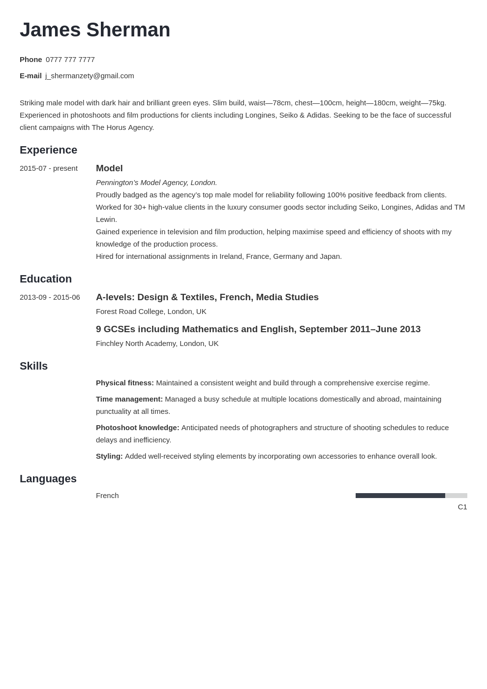 Model CV Template: Tips for Writing a Modelling CV