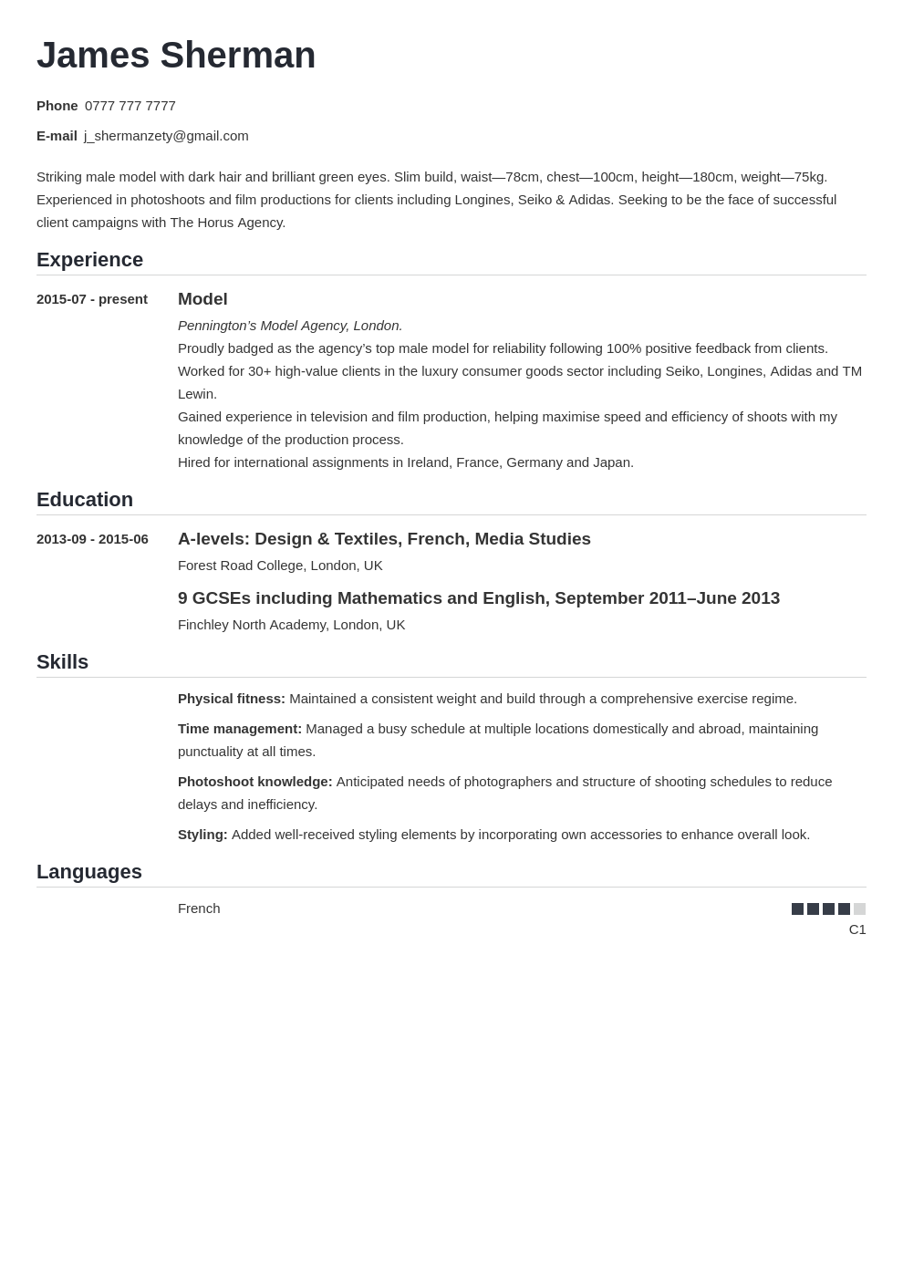 Model CV Template: Tips for Writing a Modelling CV