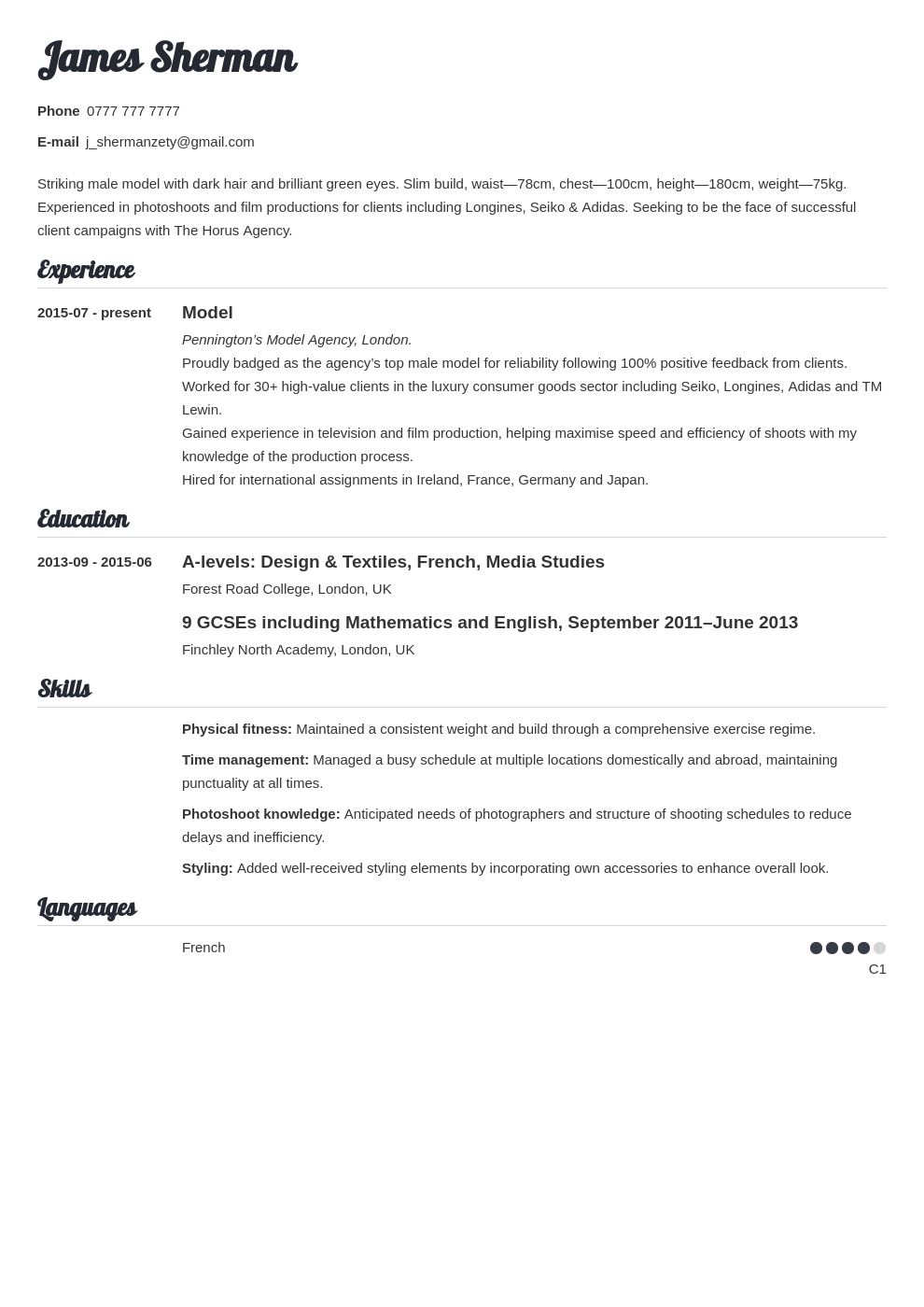 Model CV Template: Tips for Writing a Modelling CV