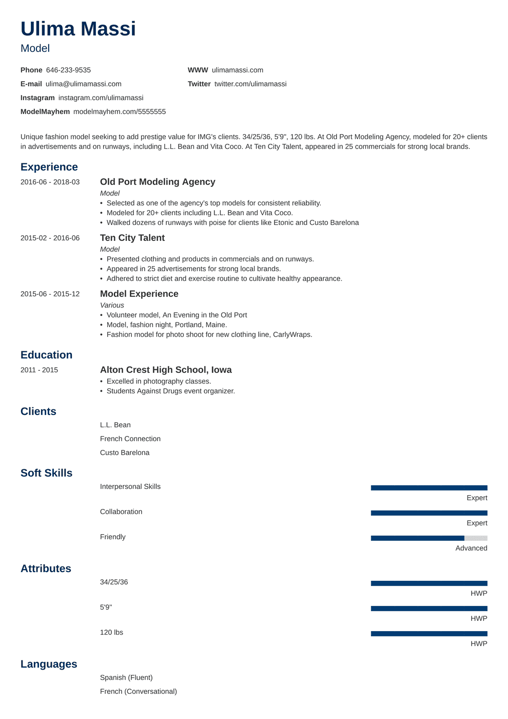 resume letter model