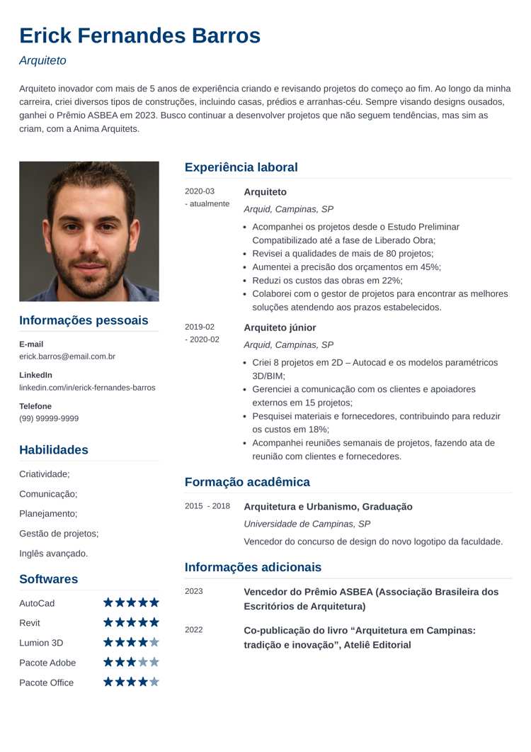 curriculum vitae moderno