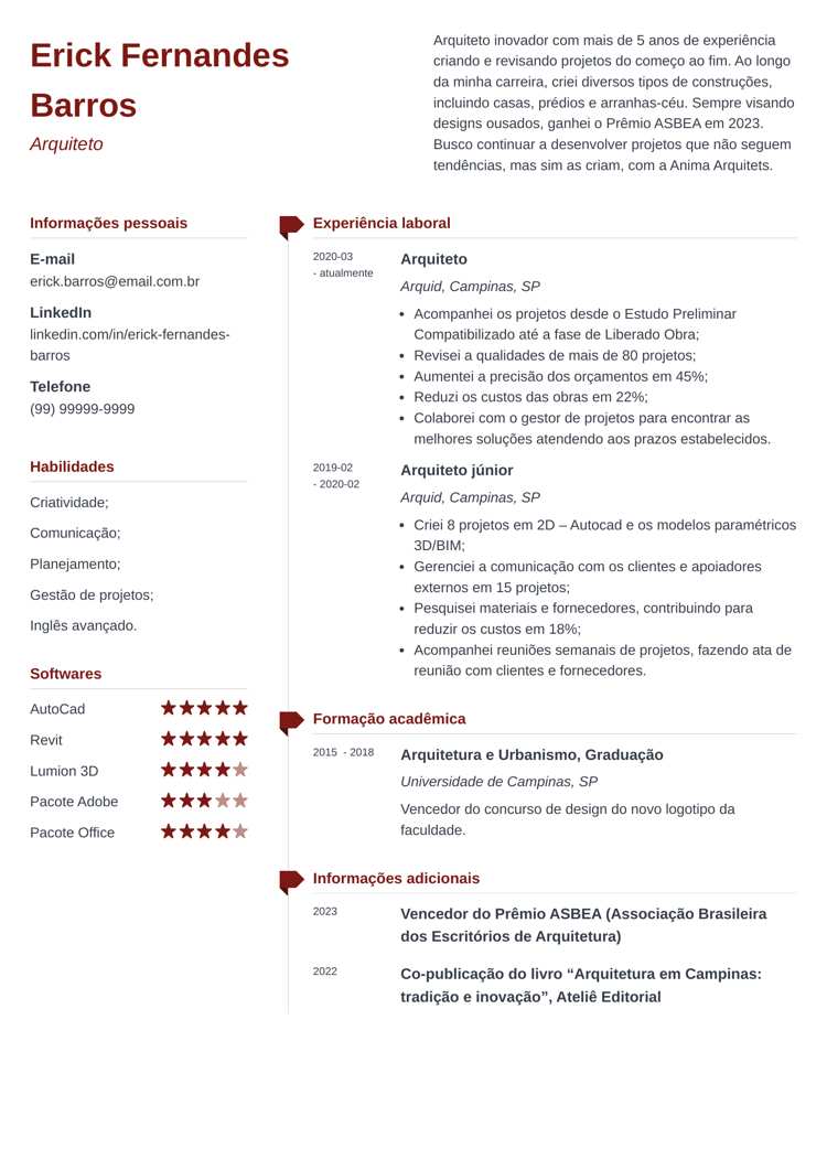 curriculum vitae moderno