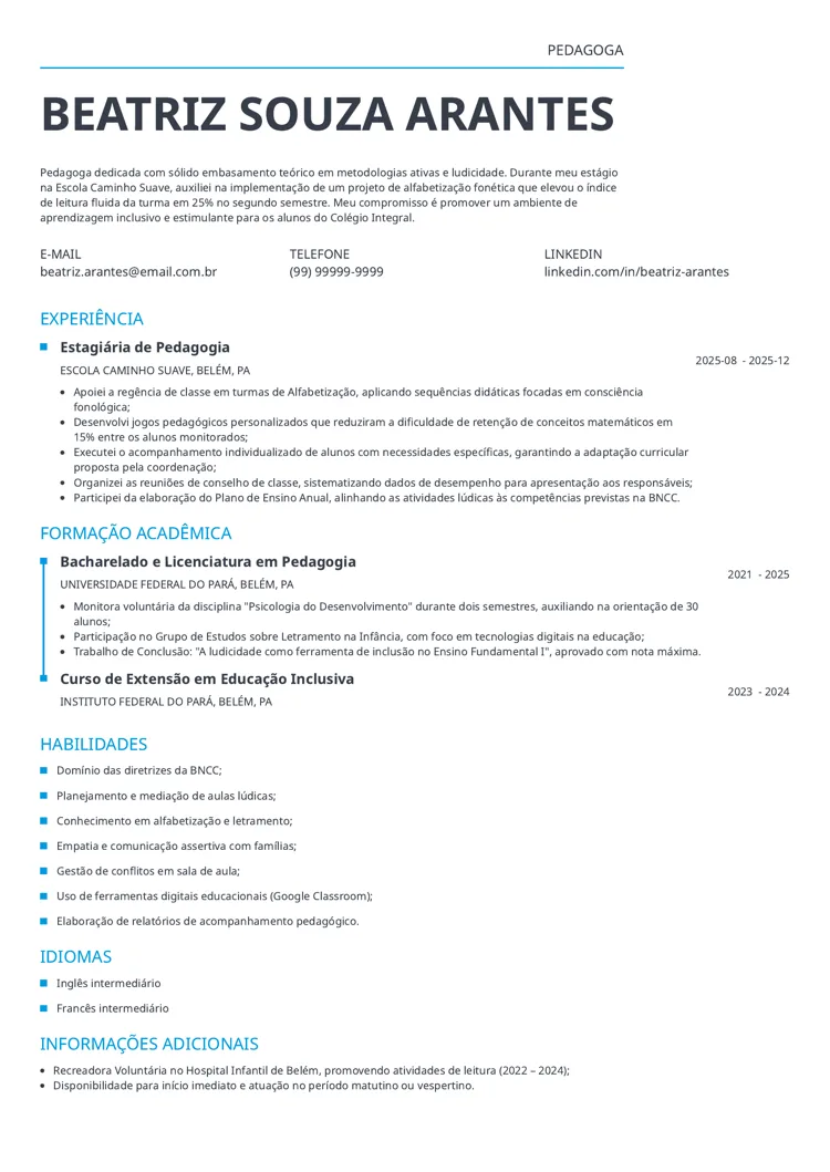 modelo de currículo para primeiro emprego classic