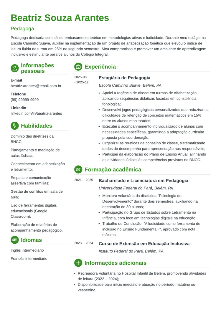 modelo de currículo para primeiro emprego crisp