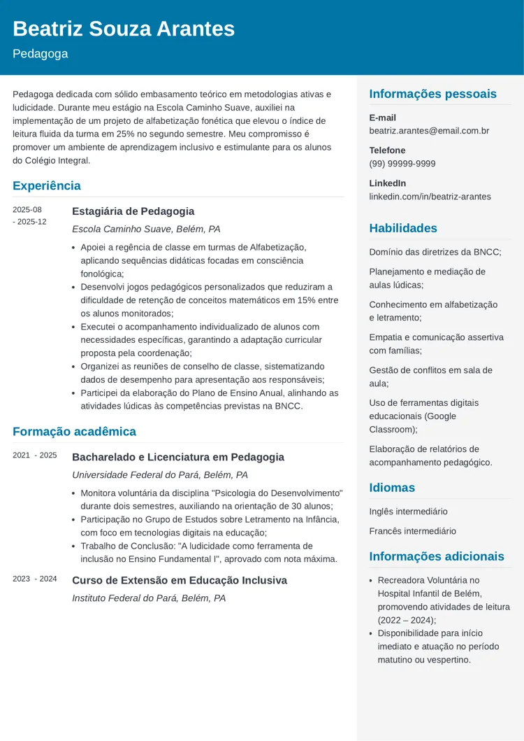 modelo de currículo para primeiro emprego cubic