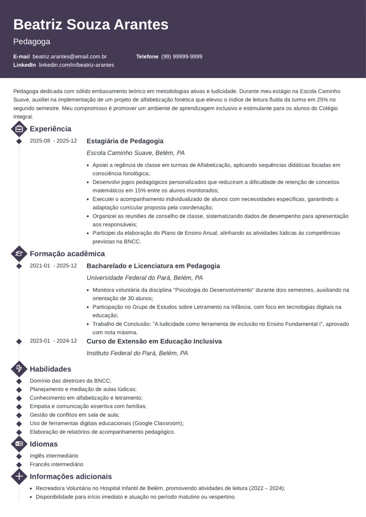 modelo de currículo para primeiro emprego diamond