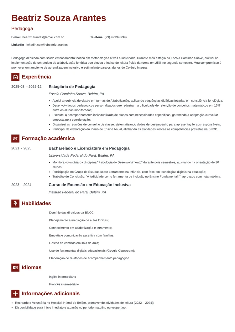 modelo de currículo para primeiro emprego newcast