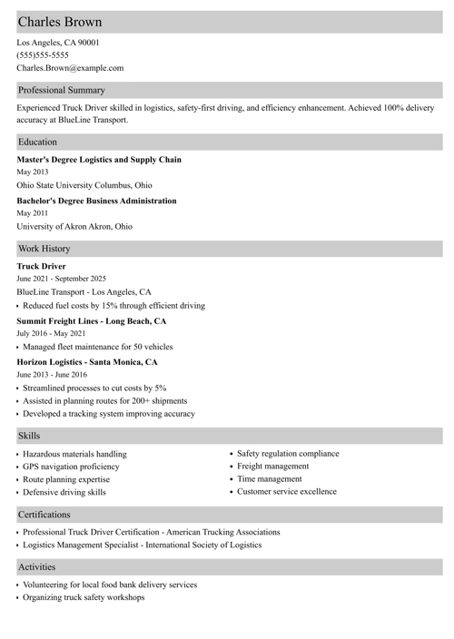 sample resume example