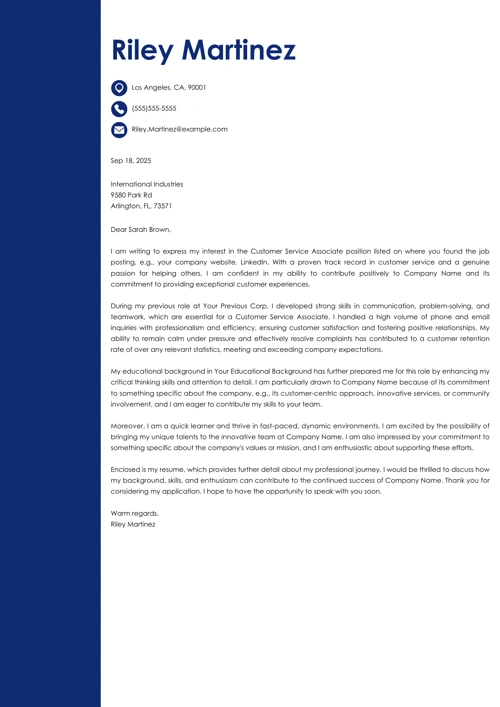 sample cover letter example