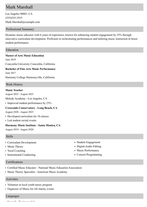 sample resume example
