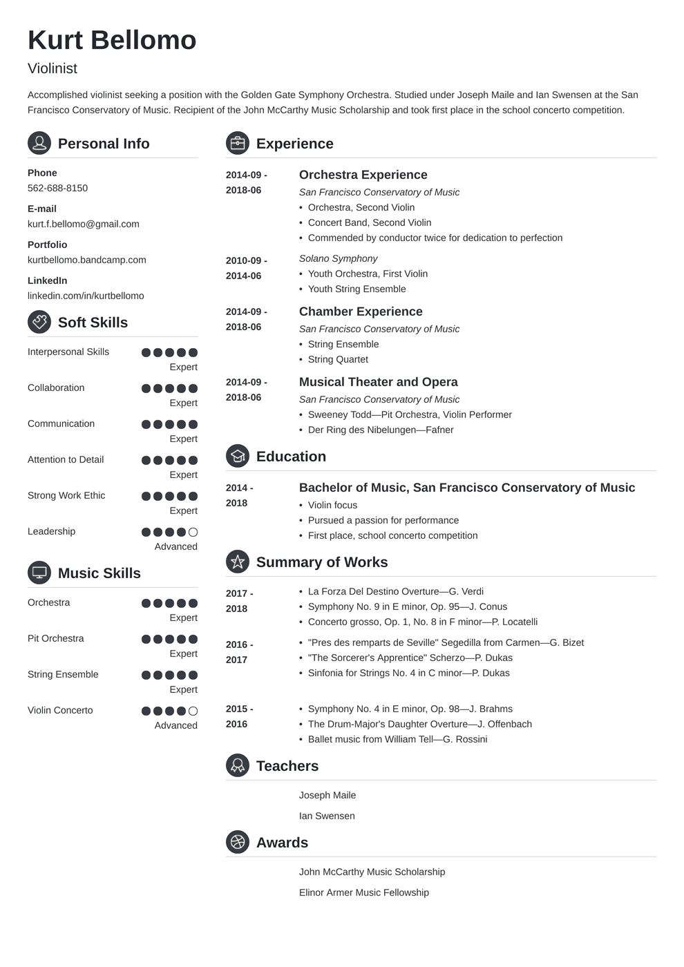 Musical Resume Template