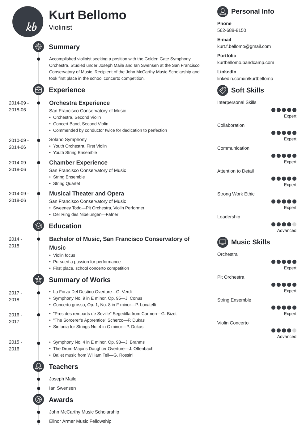 Music Resume Examples & Templates for 2025