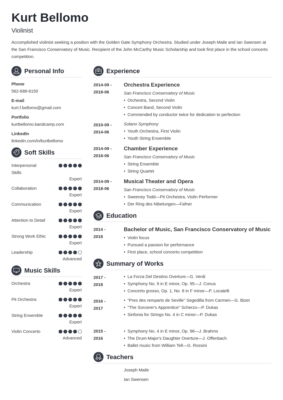 music resume example template crisp