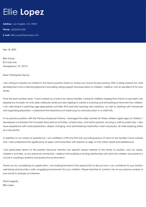 sample cover letter example