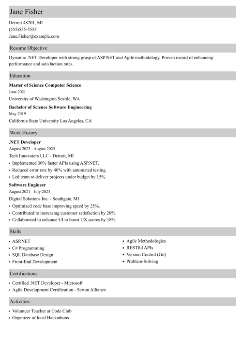 sample resume example