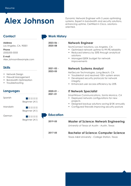 Network Engineer Resume Example