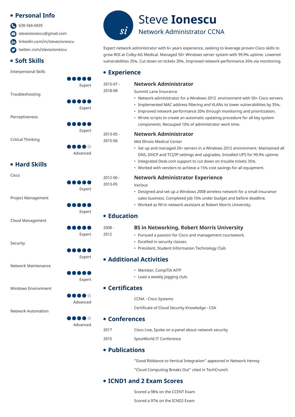 Network Administrator Resume Sample (with Skills & Tips)