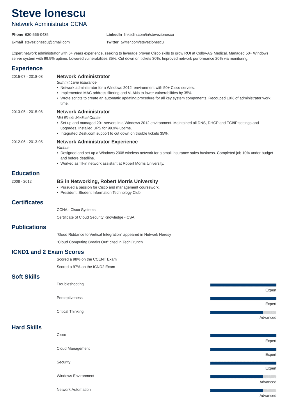 Network Administrator Resume Sample (with Skills & Tips)