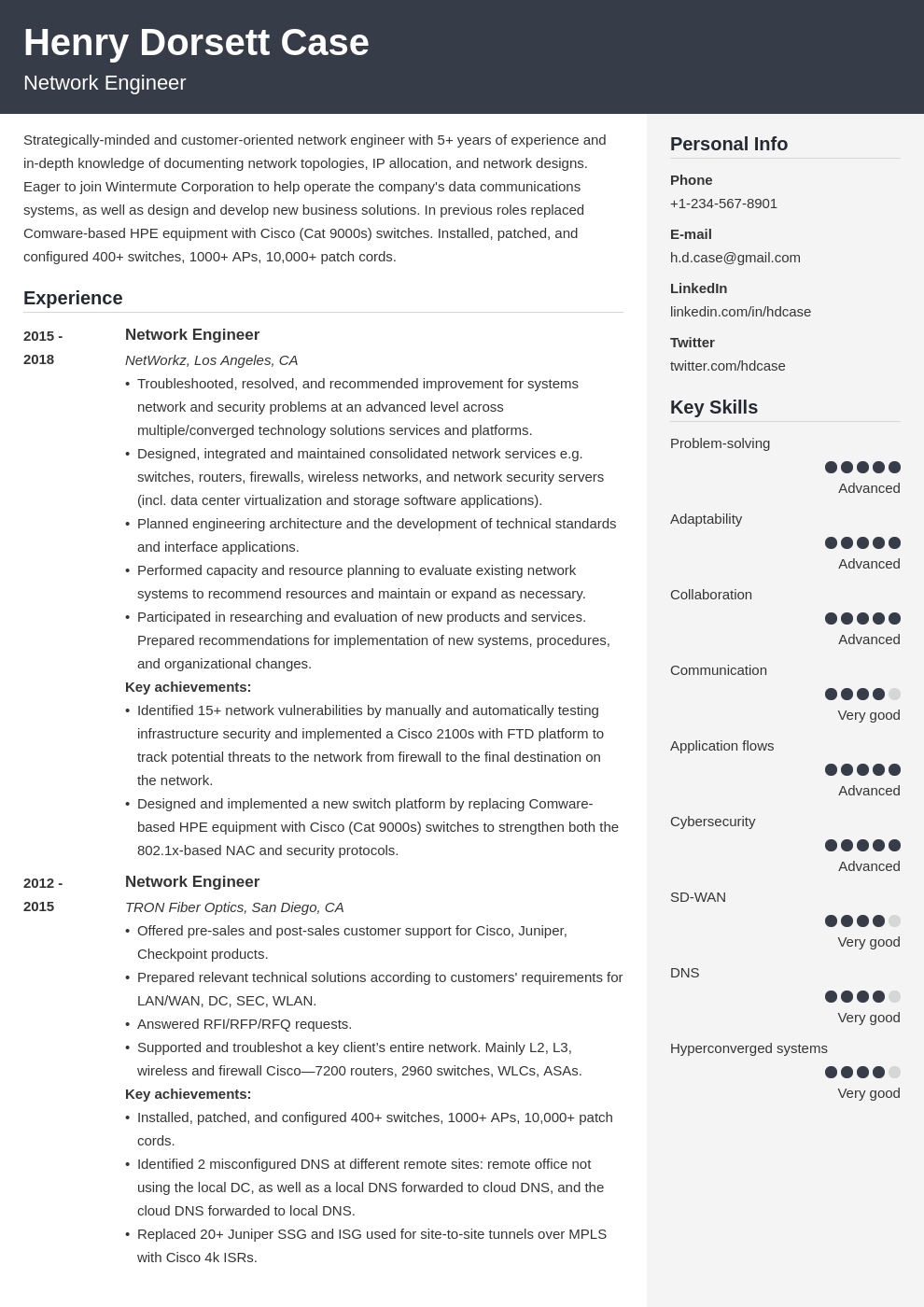 network engineer resume example template cubic