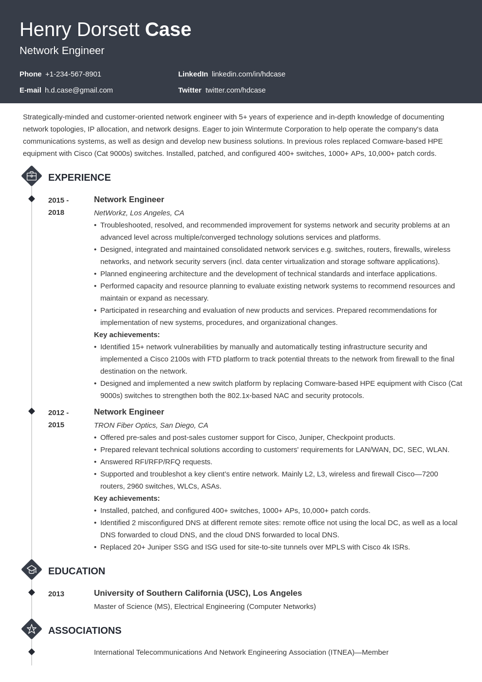 network engineer resume example template diamond