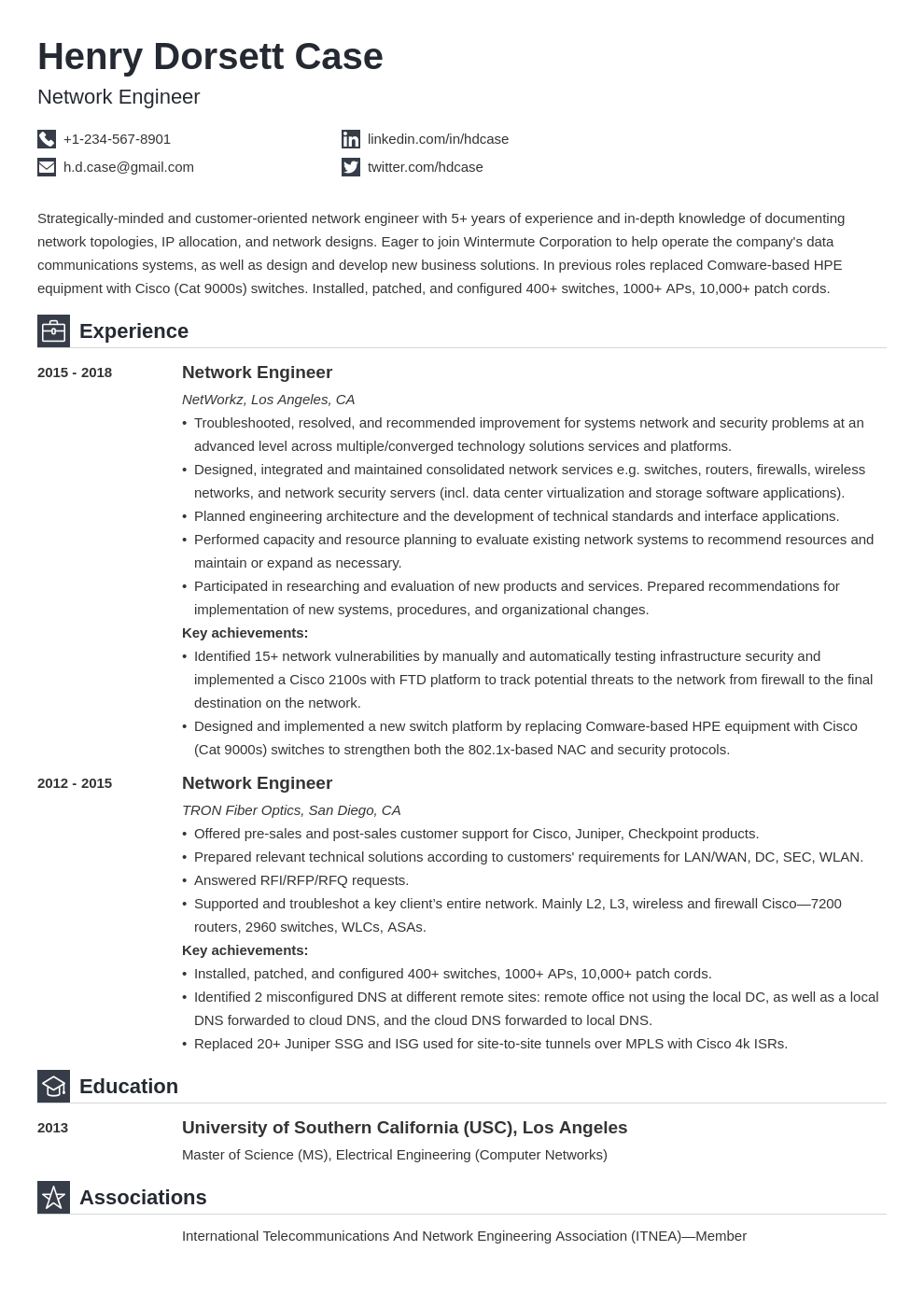 Network Engineer Resume Sample [+Also for Entry Level]