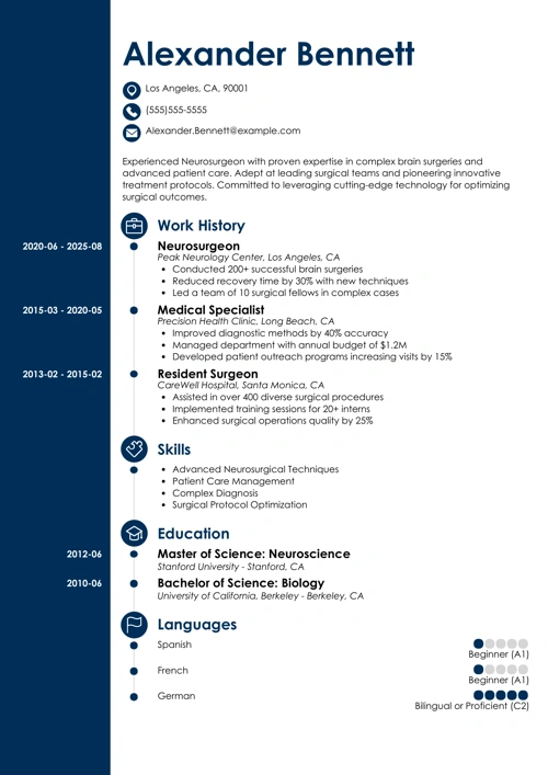 Neurosurgeon Resume Example
