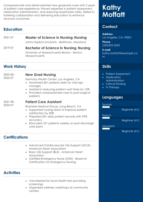 new grad nursing resume templates