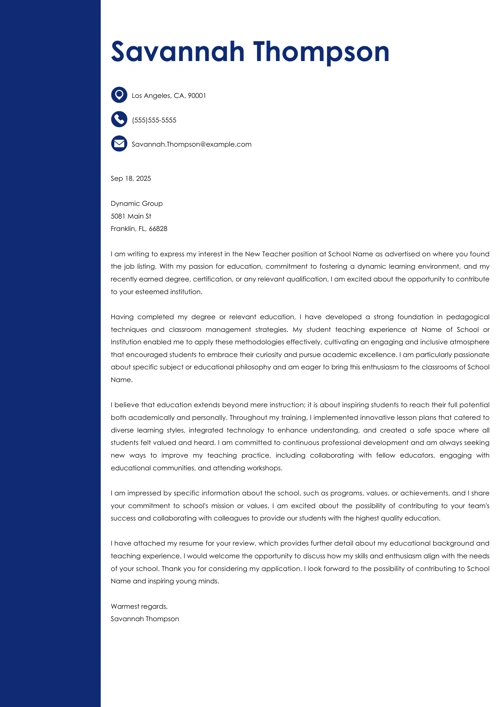 sample cover letter example