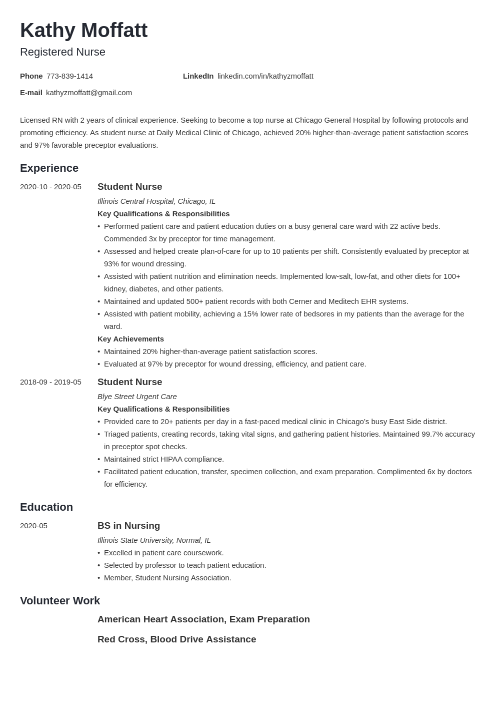 New Graduate Nurse Resume Sample   New Grad Nursing Resume Example Template Minimo 