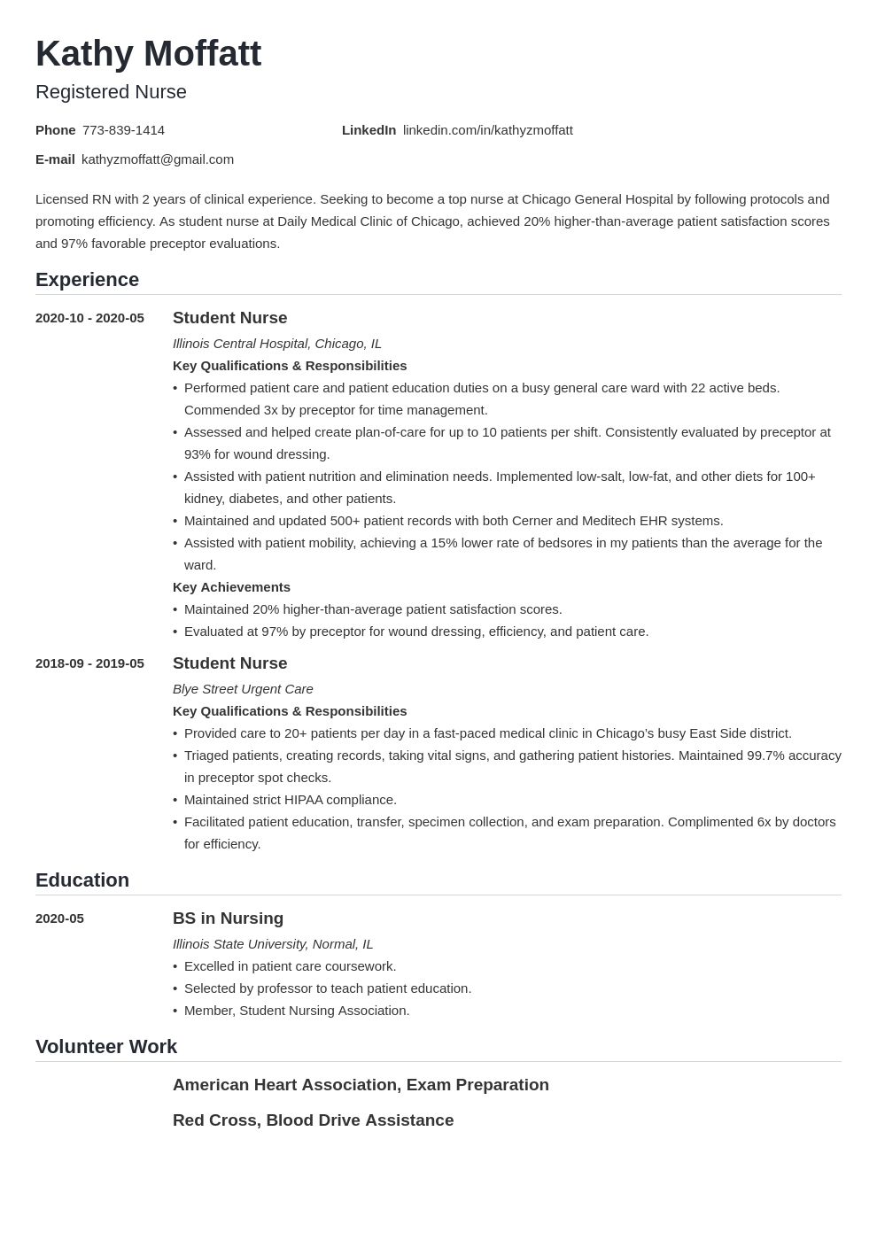 resume templates free nursing