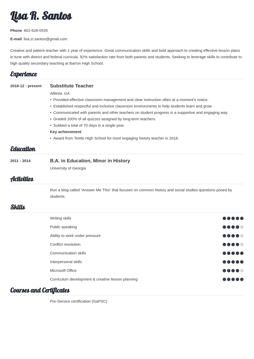 new teacher resume example template valera