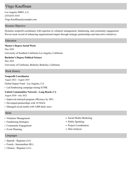 sample resume example