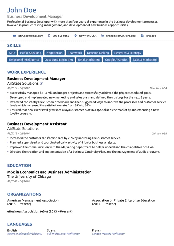 basic resume template by novoresume