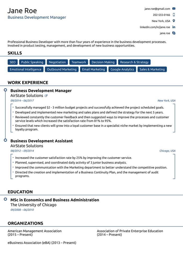 modern resume template by novoresume