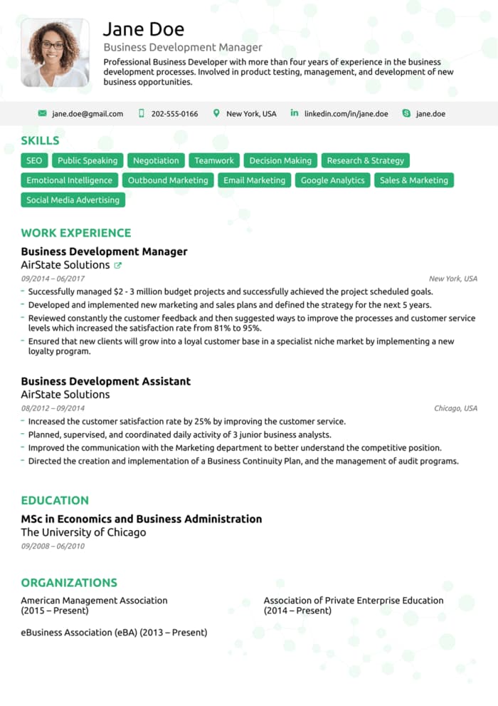 executive resume template by novoresume