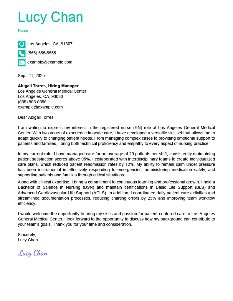 Nurse Cover Letter