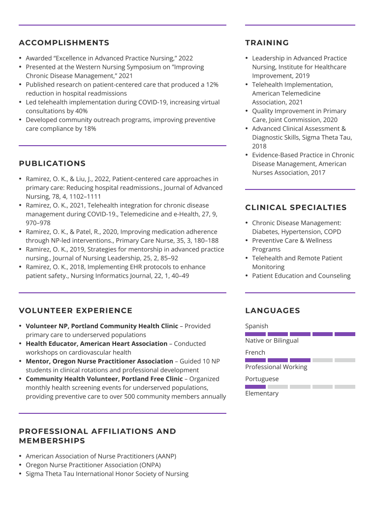 Nurse Practitioner Resume Example 2