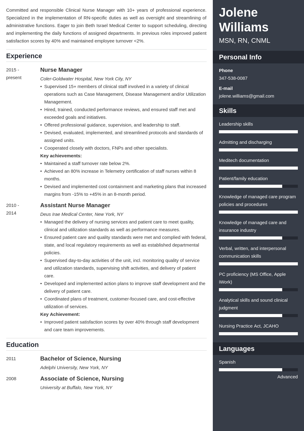 nurse manager resume example template enfold