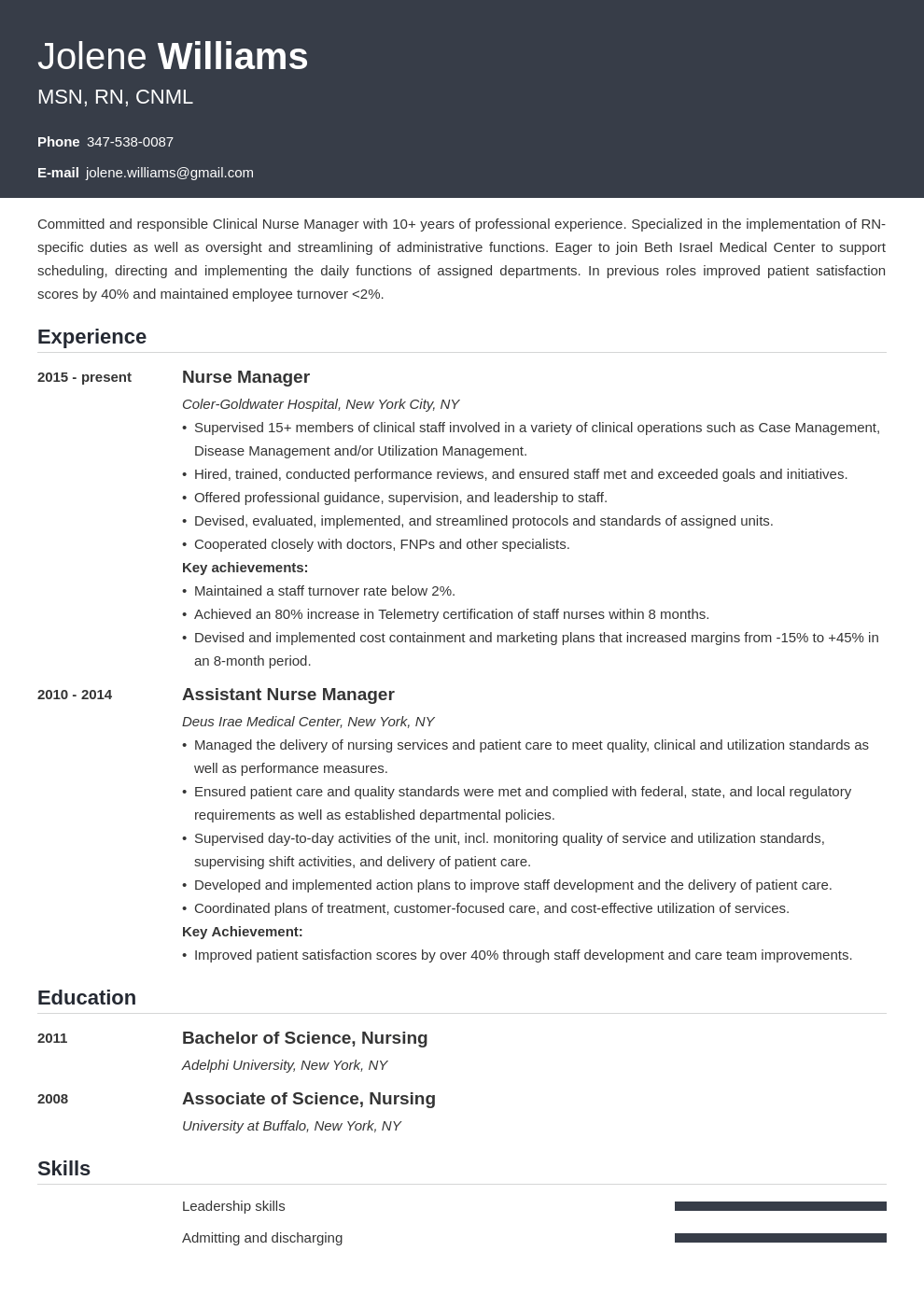 Nurse Manager Resume Example Guide 20  Tips